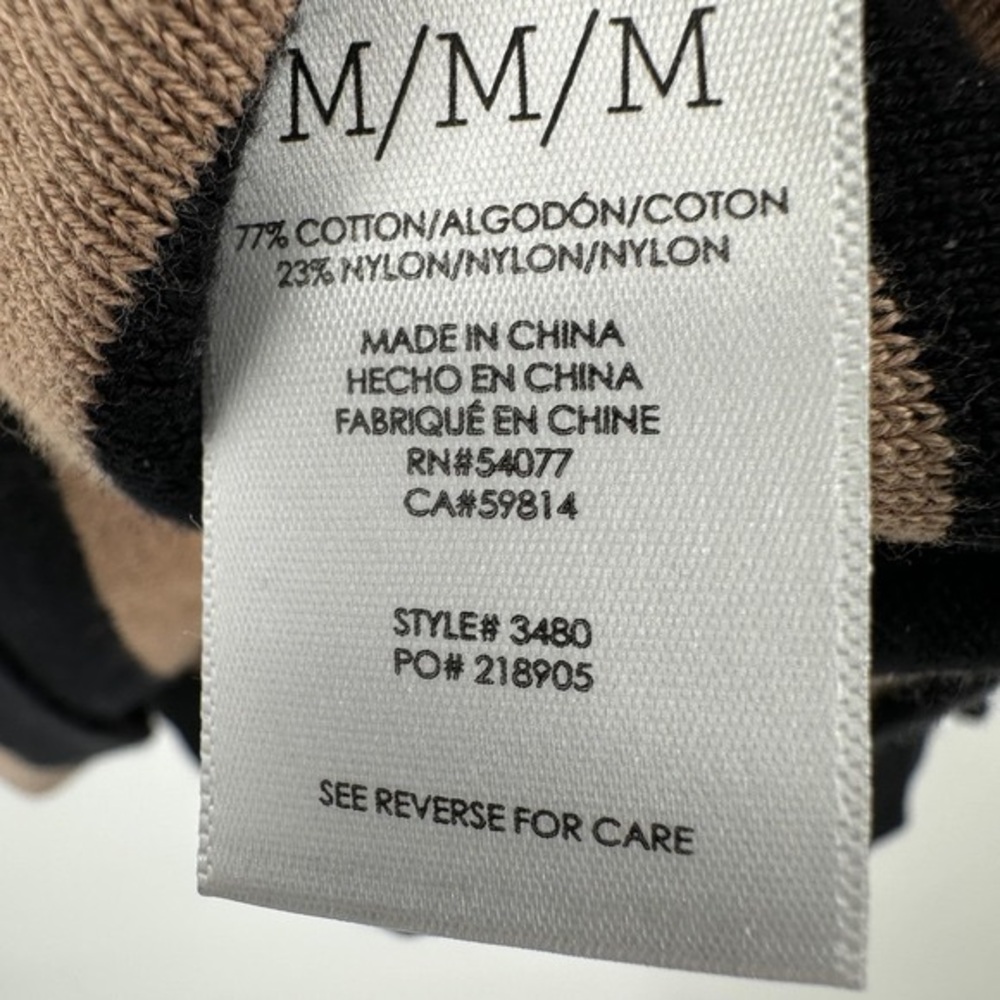 CAbi Black & Tan Striped Long Sleeve Crewneck Top - Picture 3 of 4